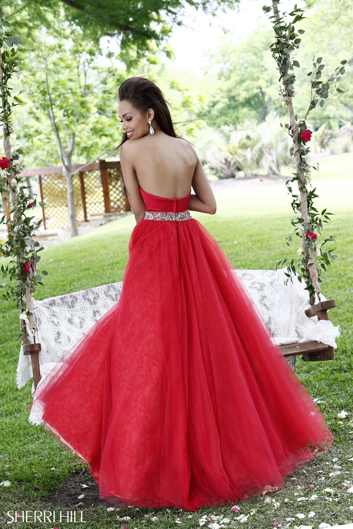 Sherri Hill 21249 two-piece ball gown with crop top