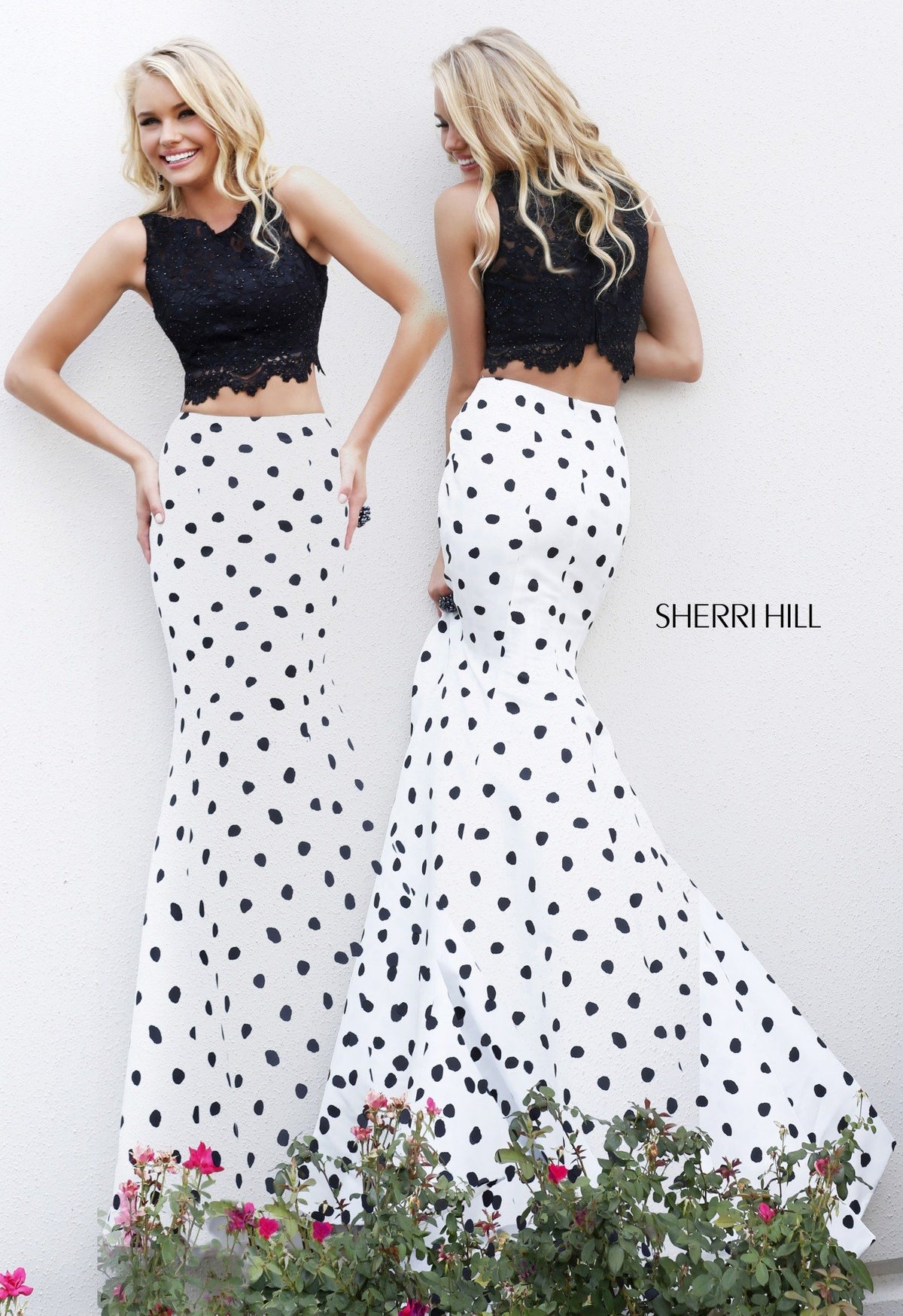 Sherri Hill 21260 two-piece polka dot mermaid gown