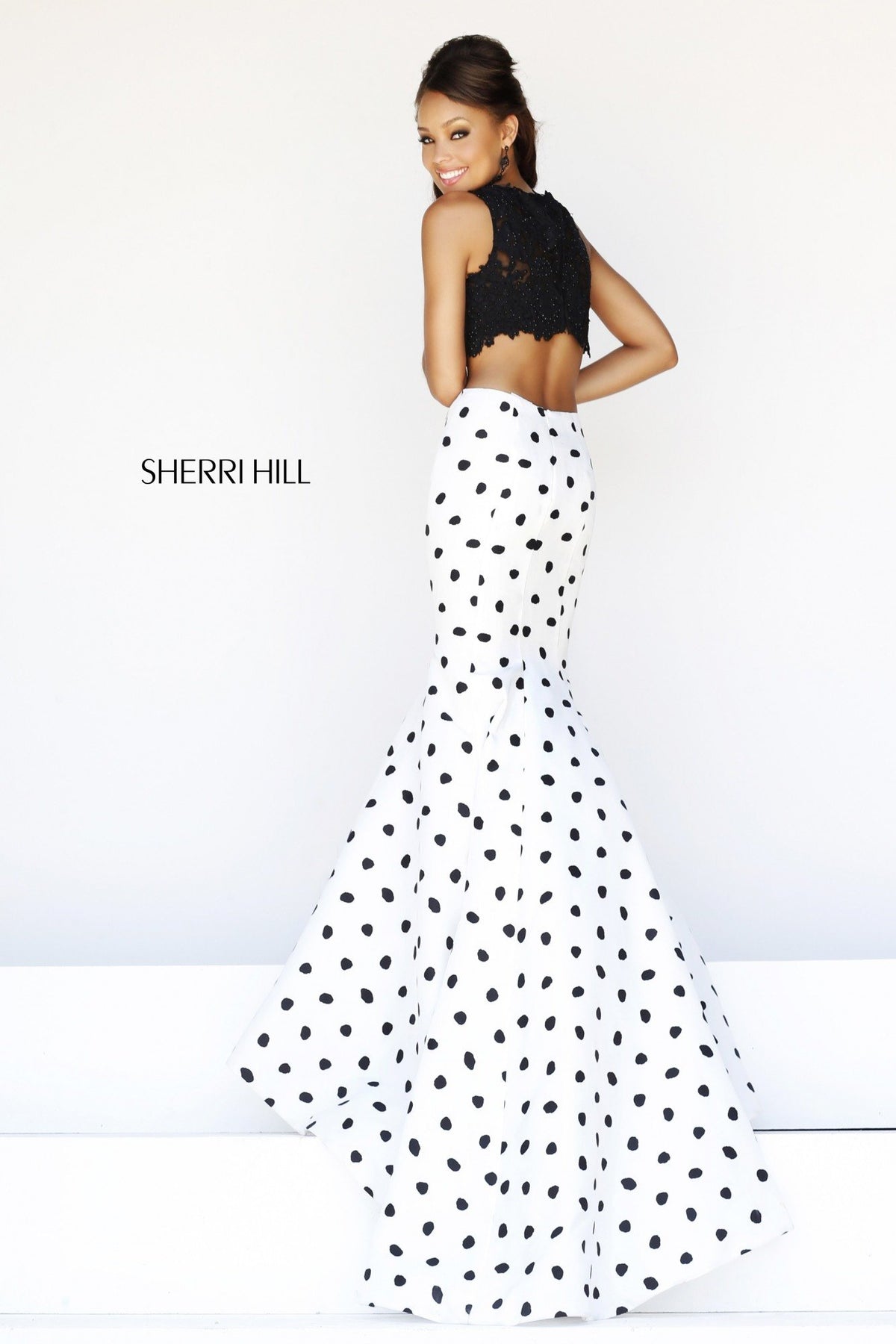 Sherri Hill 21260 two-piece polka dot mermaid gown