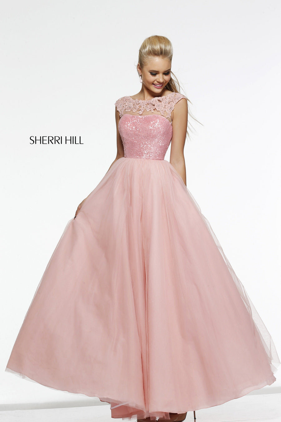 Sherri Hill style 21264 in blush, Beaded Bodice A-Line Gown