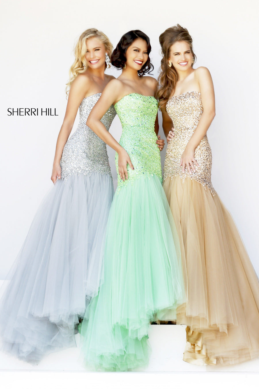Sherri Hill style 21280 in ivory, Strapless Mermaid Gown