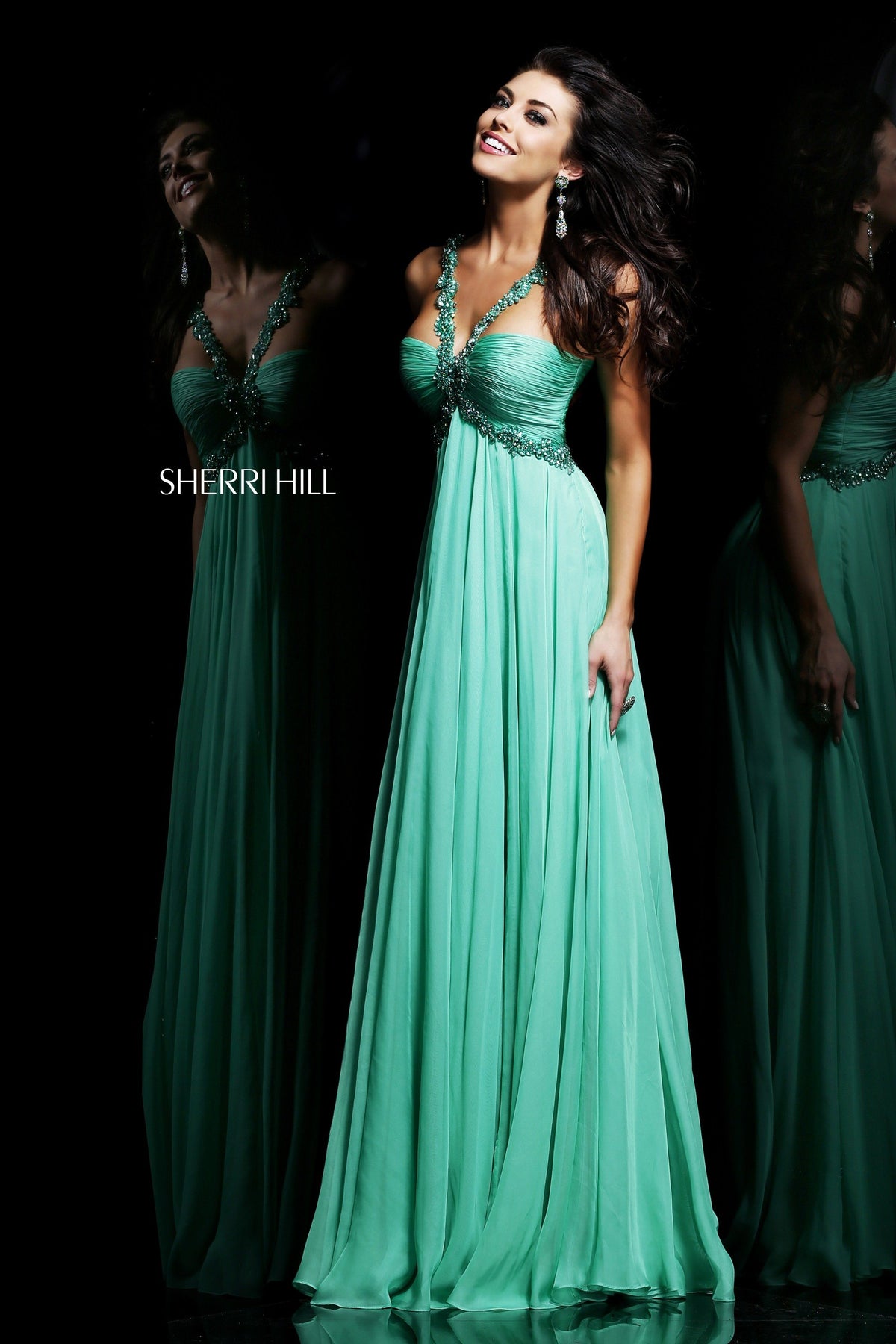 Sherri Hill 11072 one-shoulder chiffon gown
