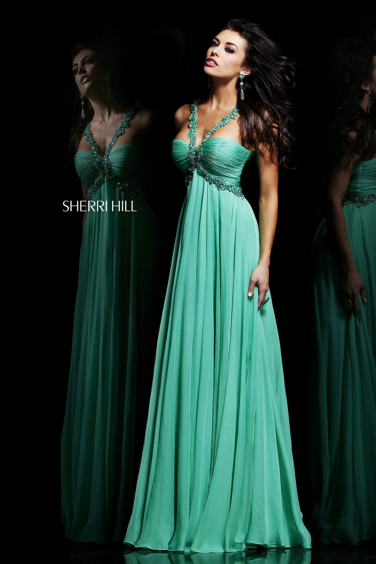 Sherri Hill 11072 one-shoulder chiffon gown