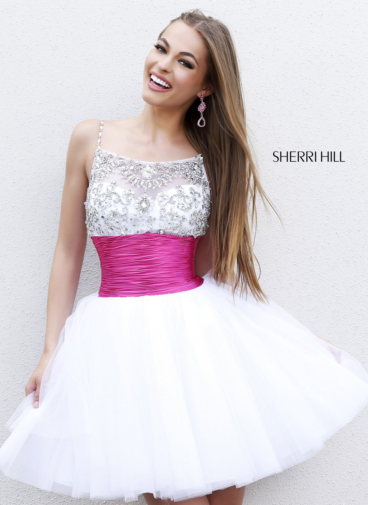 Sherri Hill 21287 strapless cocktail dress with tulle skirt