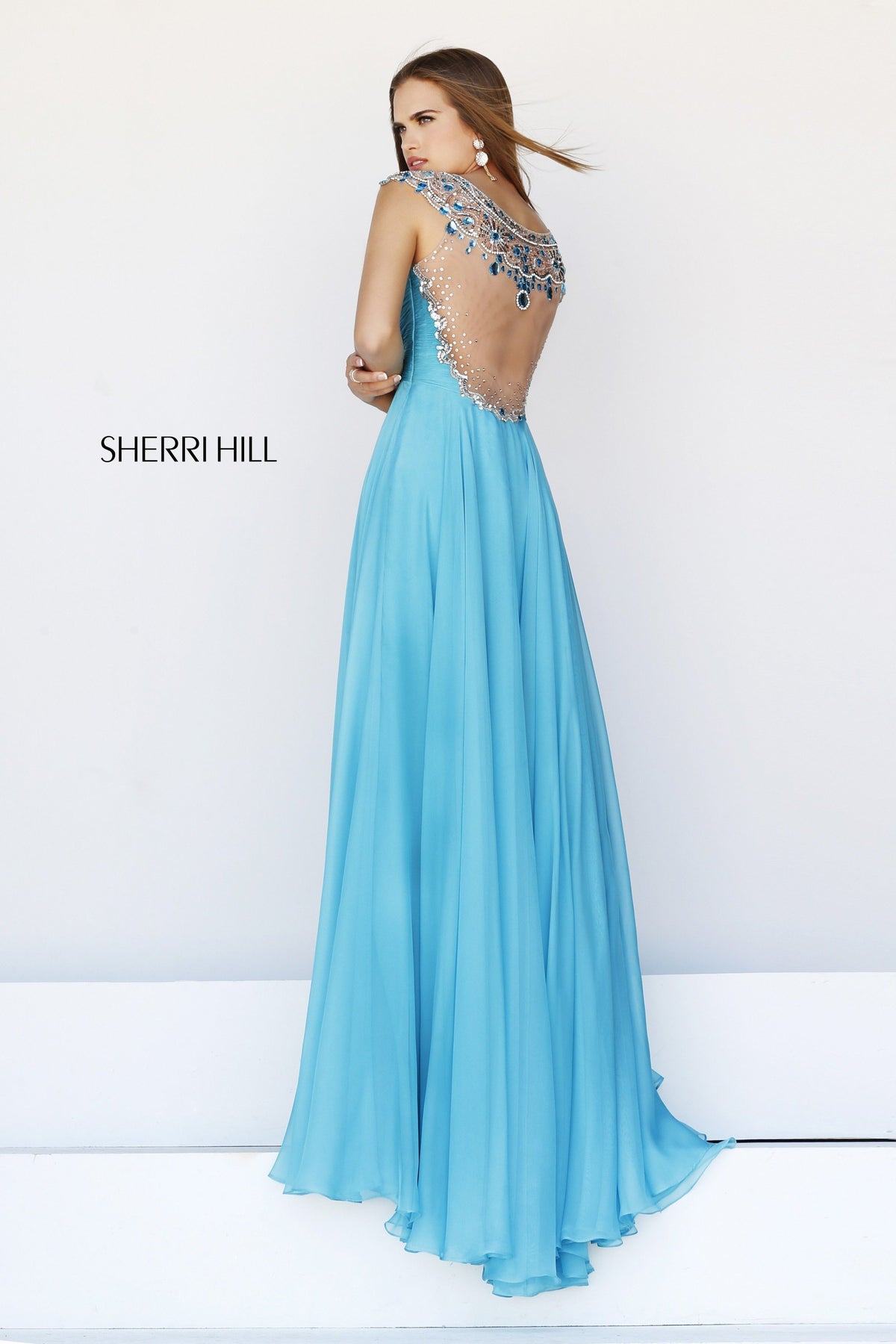 Sherri Hill 11076 beaded fitted dress with sheer back