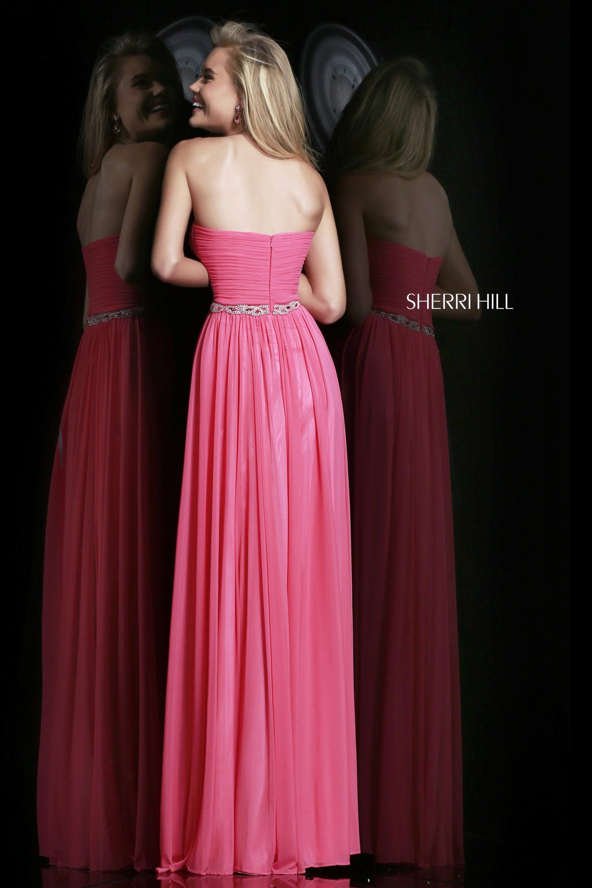 Sherri Hill 3904 one-shoulder beaded chiffon gown