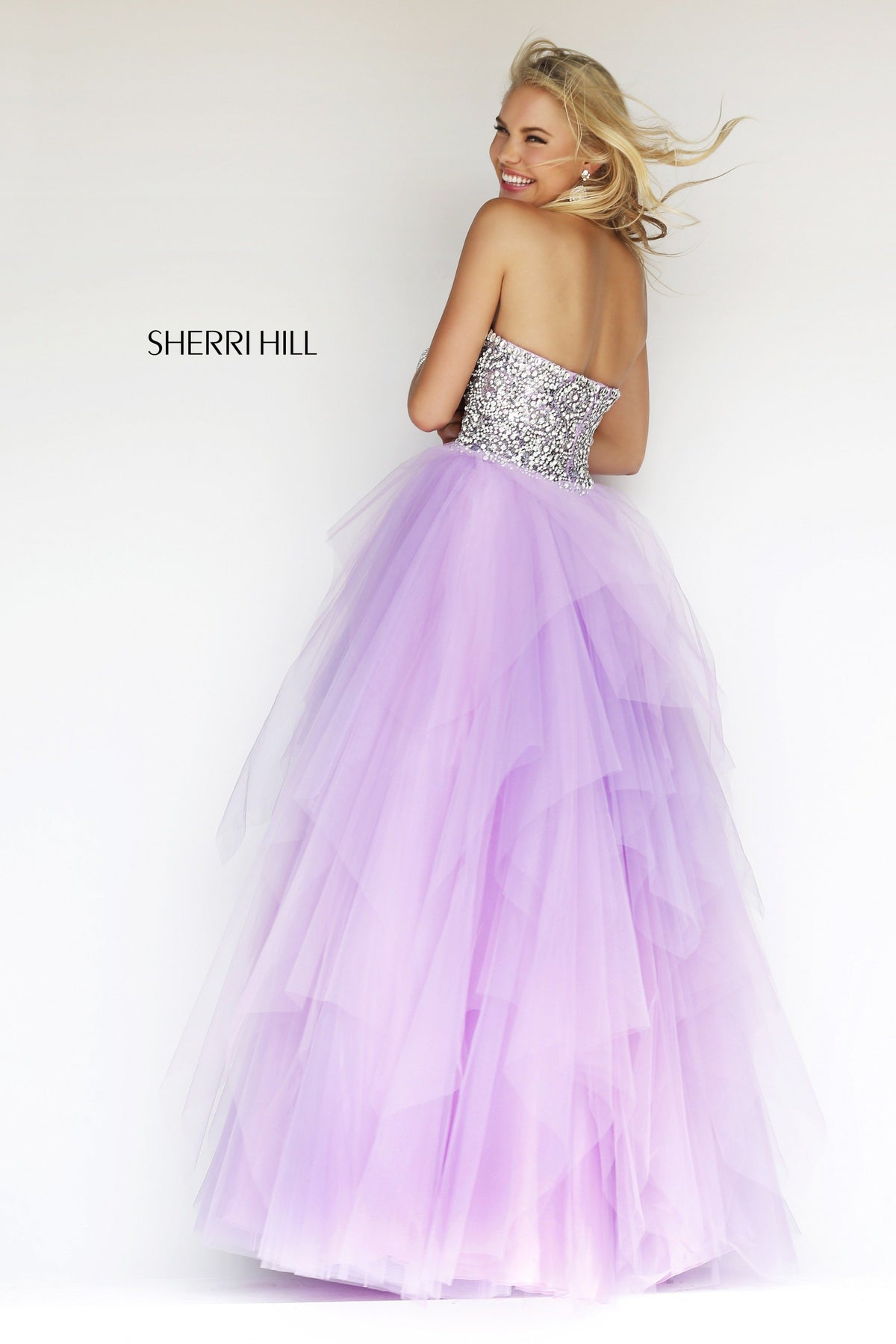 Sherri Hill 11085 strapless beaded tulle ball gown