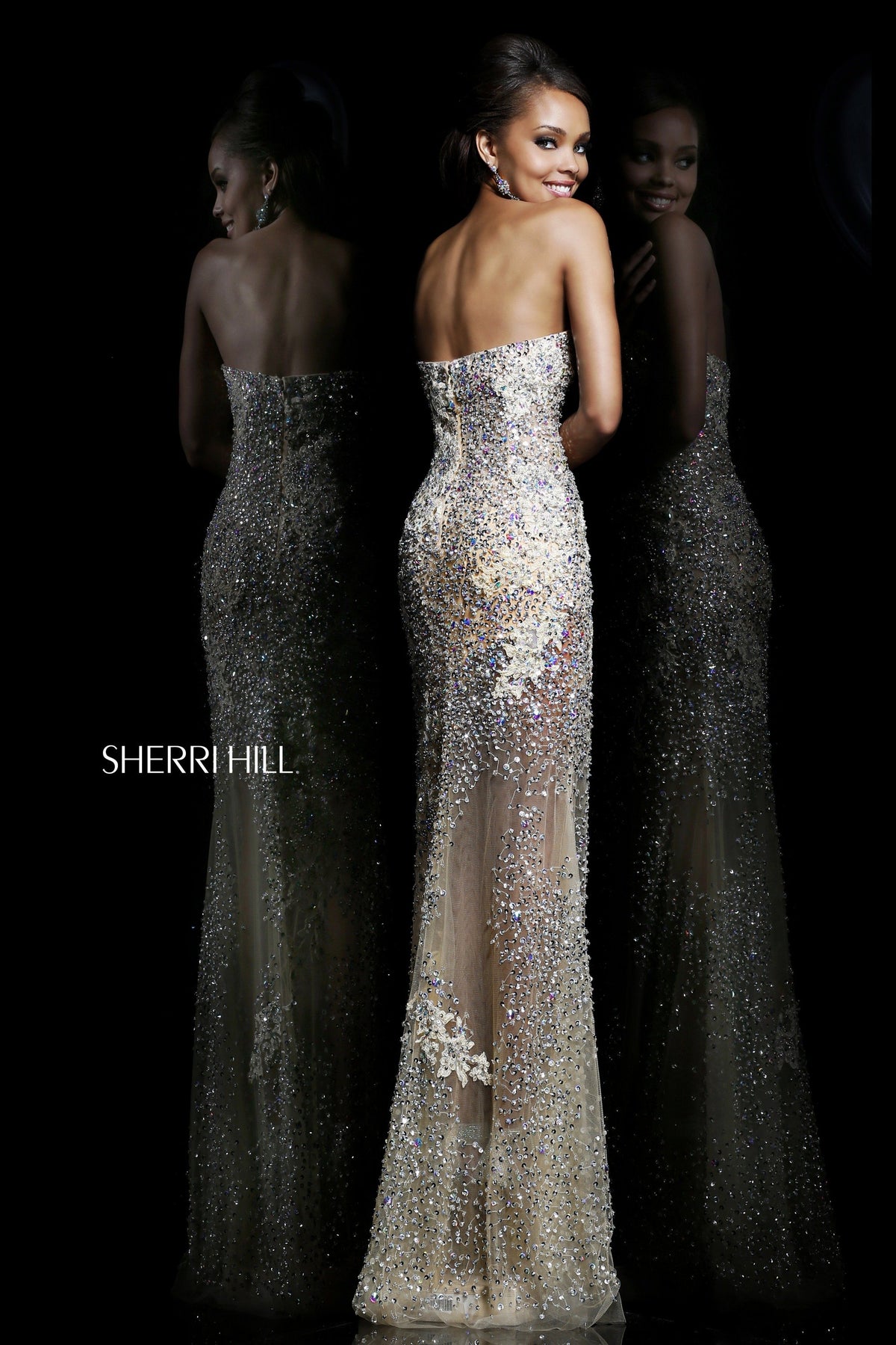 Sherri Hill 1710 strapless beaded fitted gown