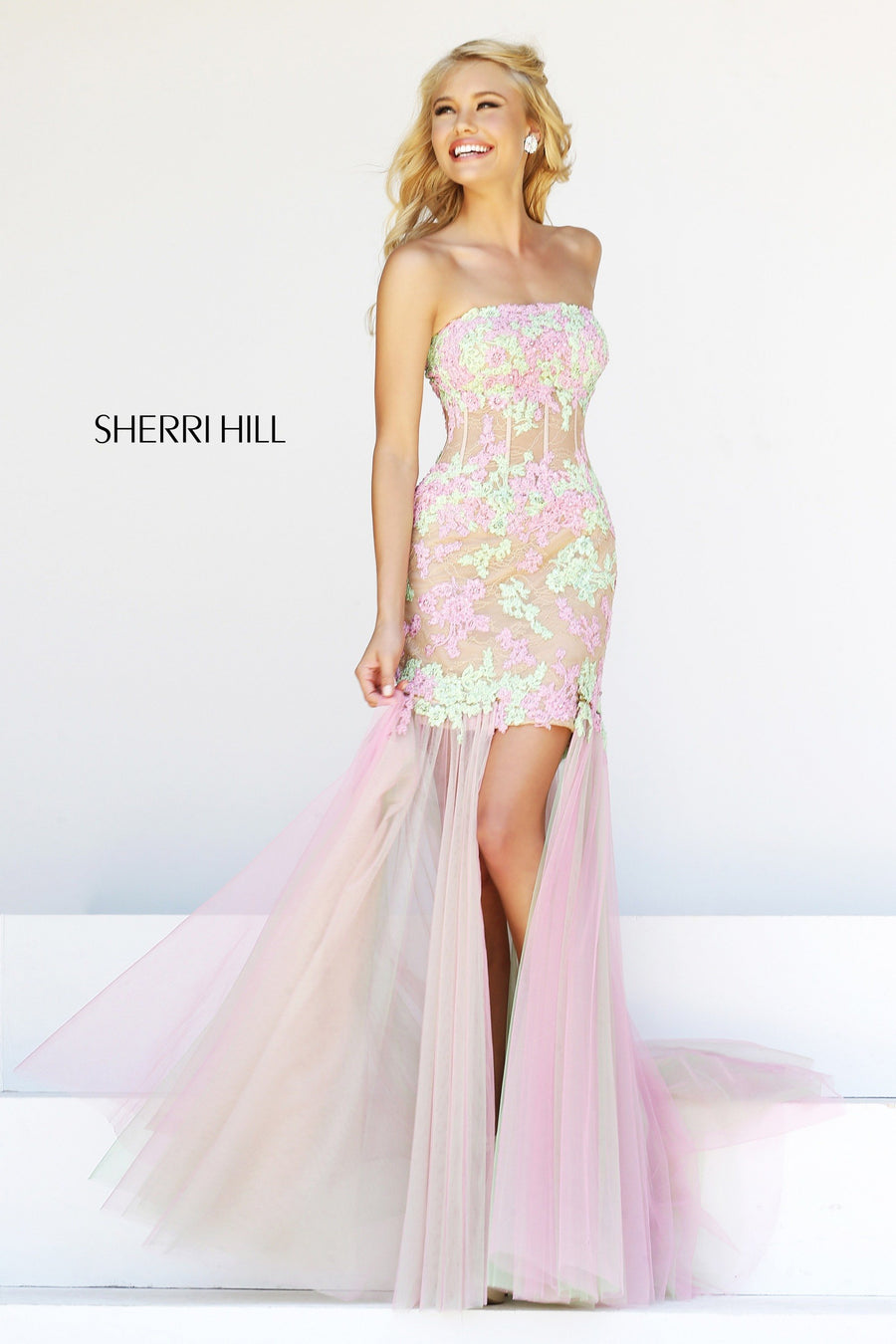 Sherri Hill style 11110 in pink/green