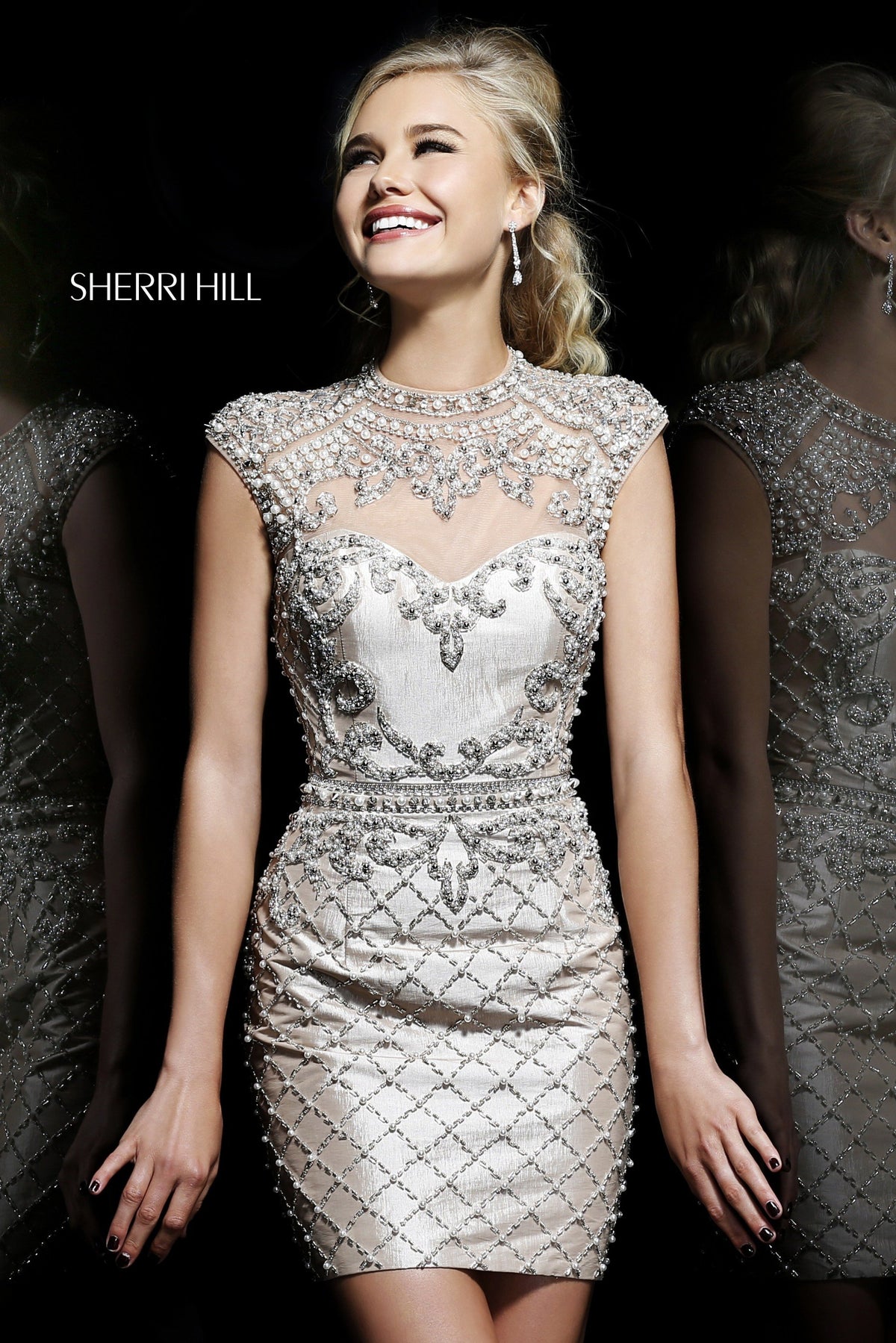 Sherri Hill 4304 high-neck beaded gown