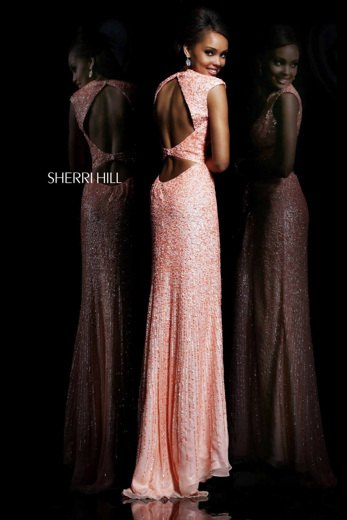 Sherri Hill 8529 V-neck sequin fitted gown