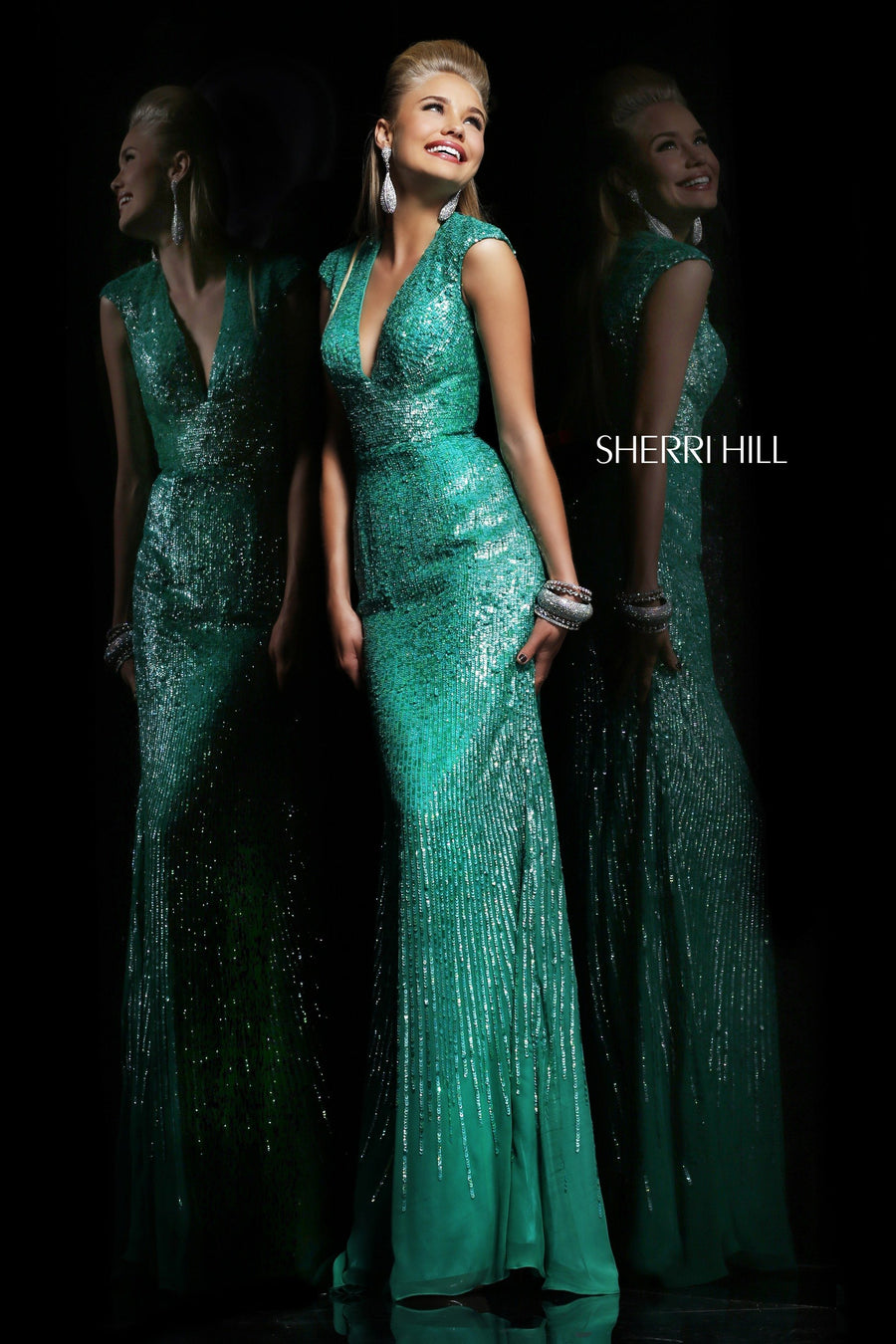 Sherri Hill style 8529 in purple, V-Neck Sequin Fitted Gown