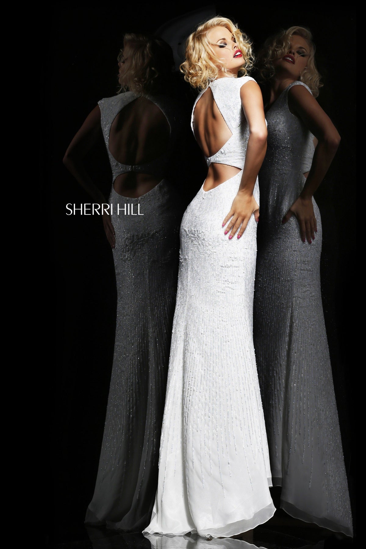 Sherri Hill 8529 V-neck sequin fitted gown