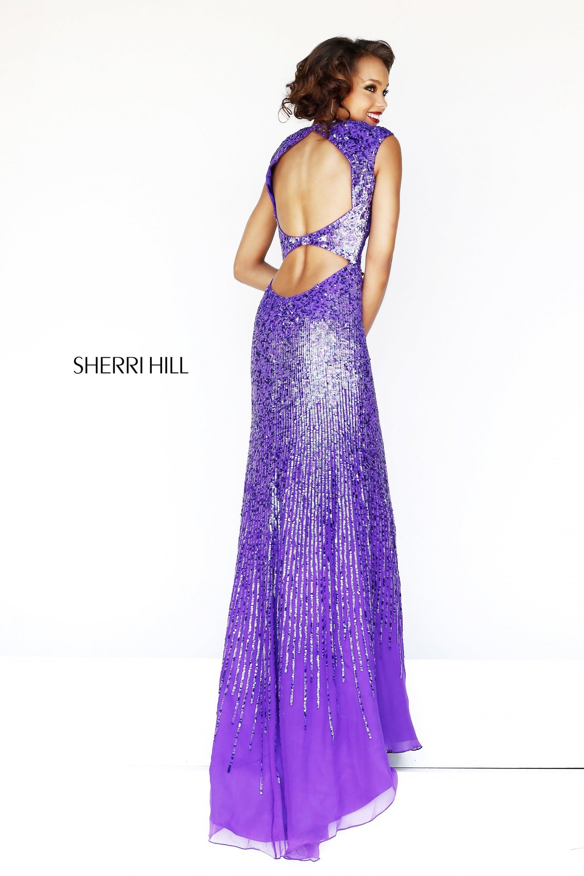Sherri Hill 8529 V-neck sequin fitted gown