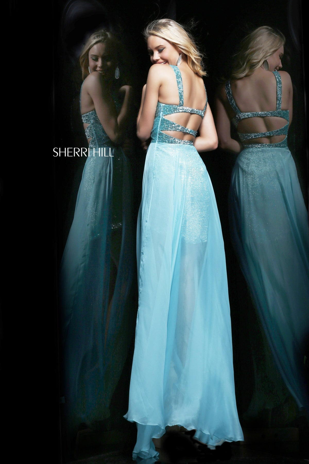 Sherri Hill 8540 high-neck beaded chiffon gown
