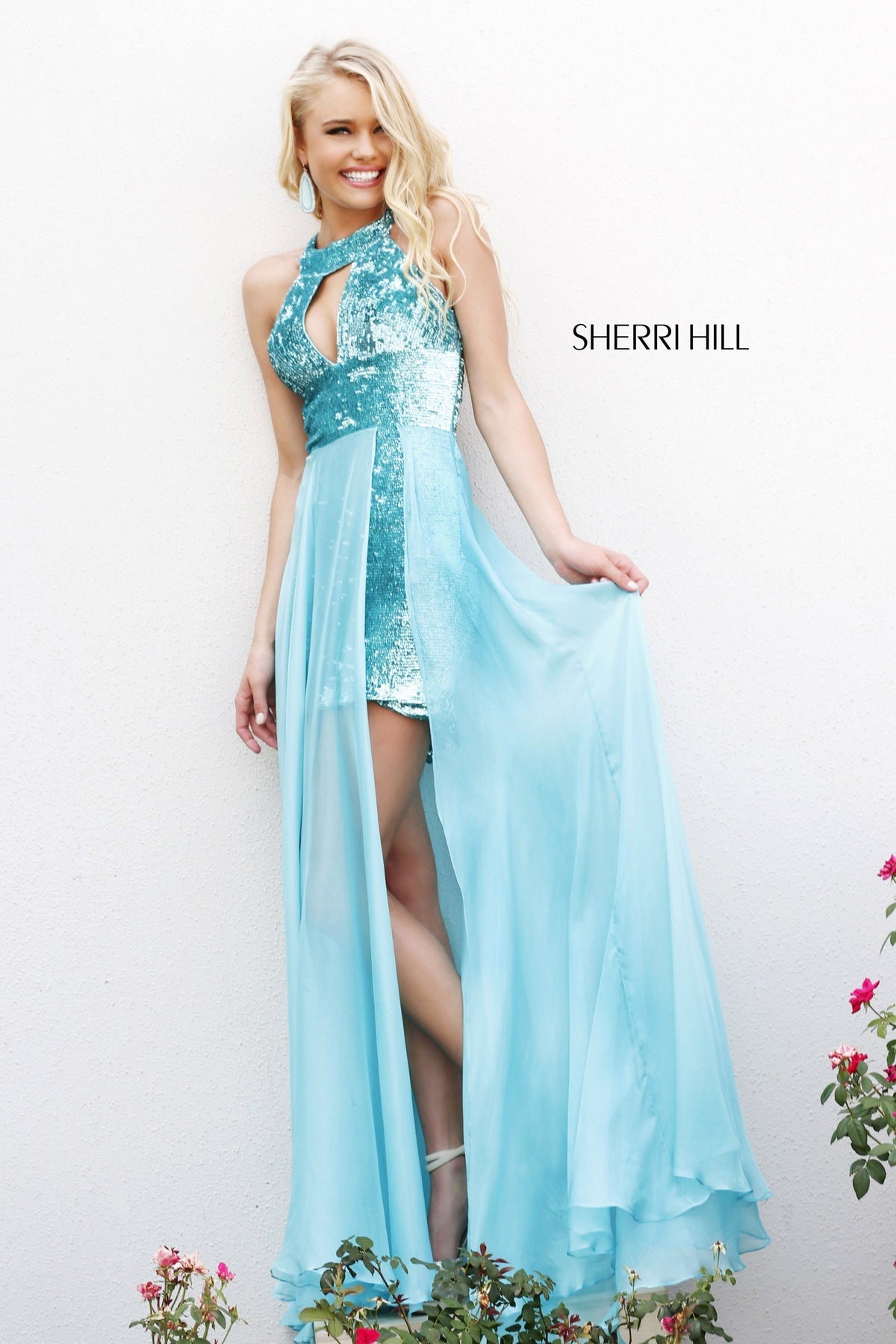 Sherri Hill 8540 high-neck beaded chiffon gown