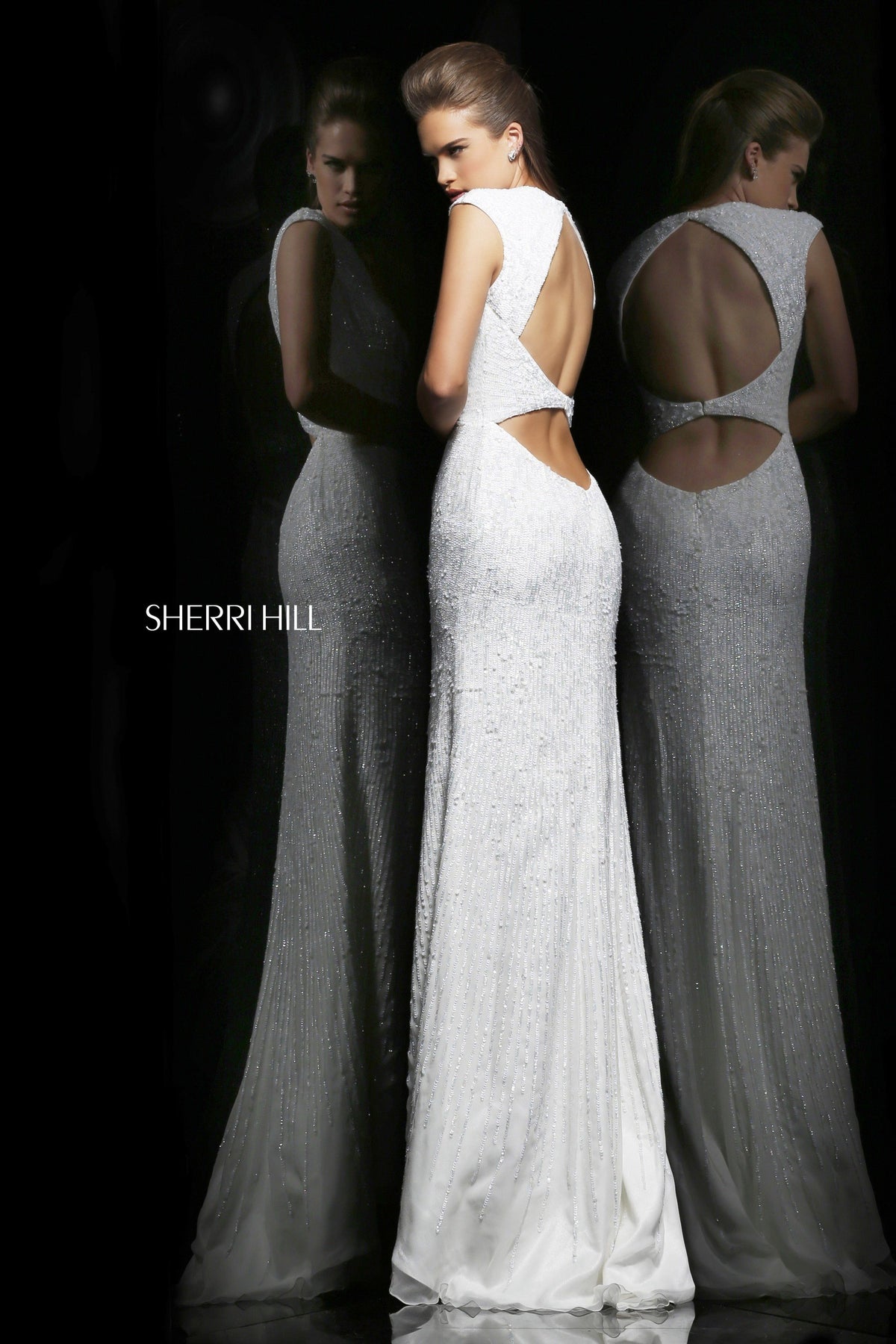 Sherri Hill 8529 V-neck sequin fitted gown