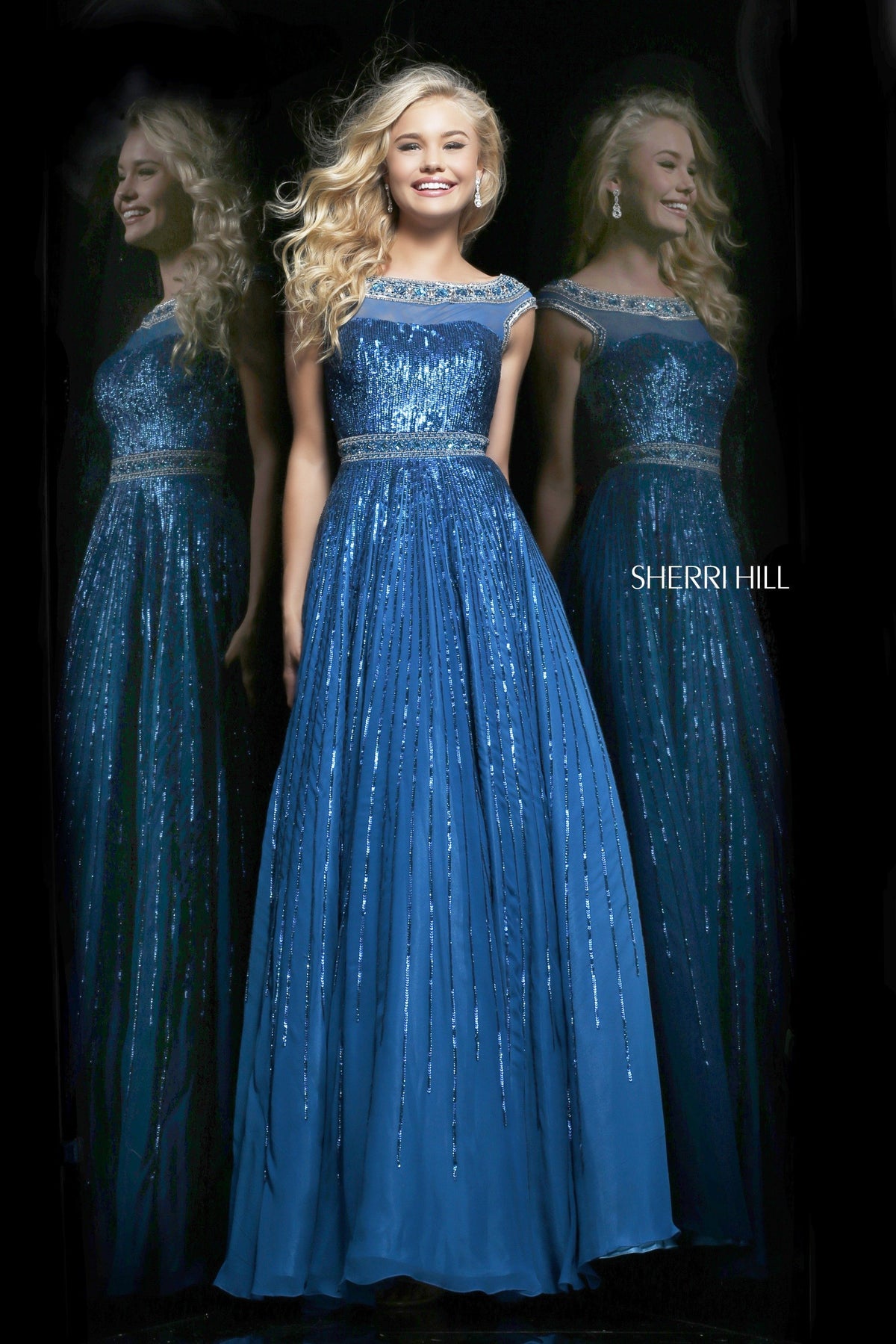 Sherri Hill 8531 cap-sleeve beaded gown