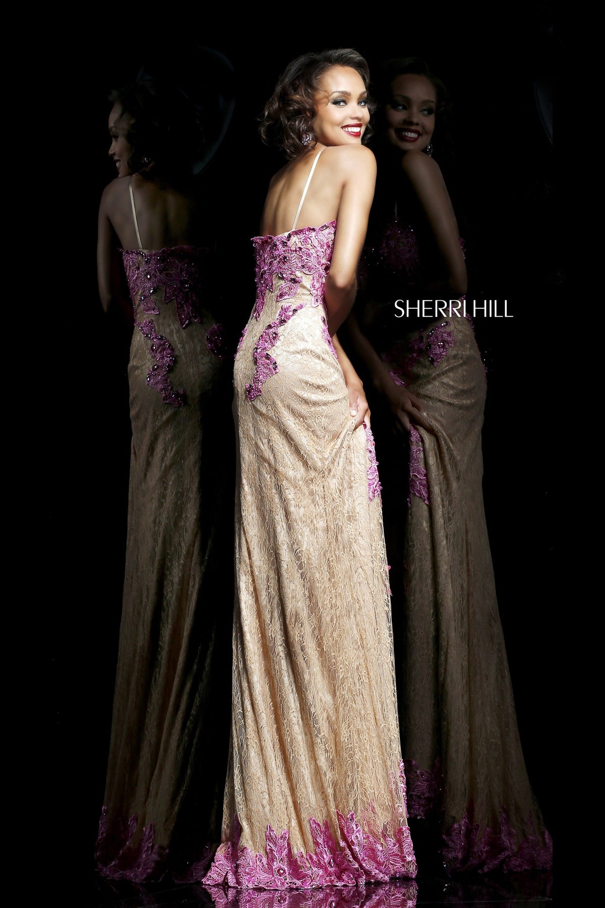 Sherri Hill 9817 strapless beaded fitted gown with slit