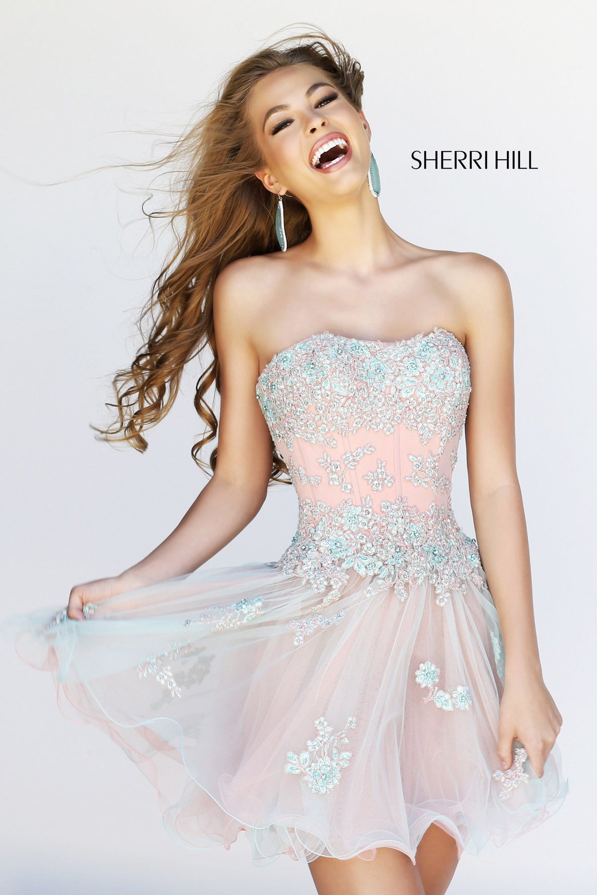 Sherri Hill 11062 strapless lace cocktail dress