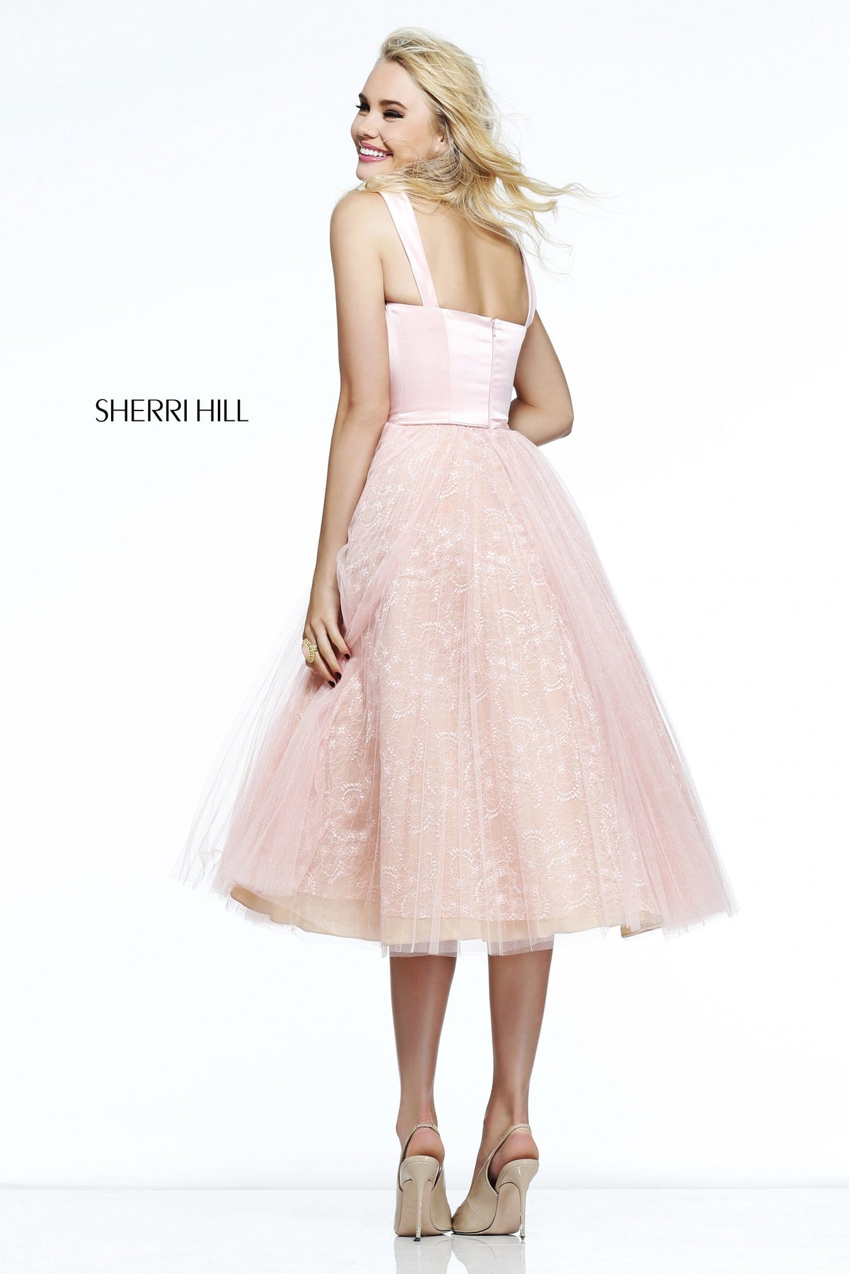 Sherri Hill 21244 strapless tea-length tulle dress