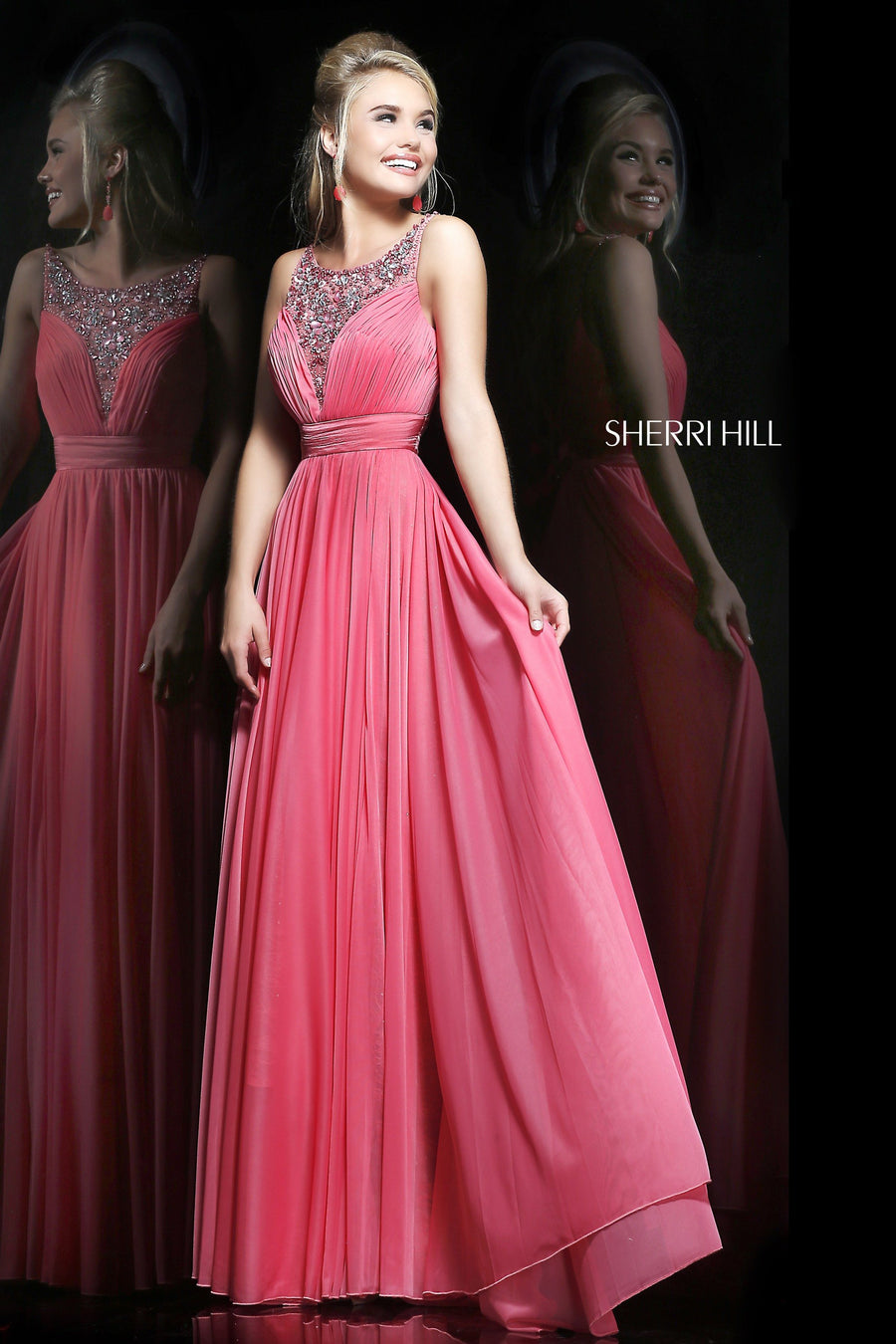 Sherri Hill style 1552 in light blue, Beaded Bodice Chiffon Gown