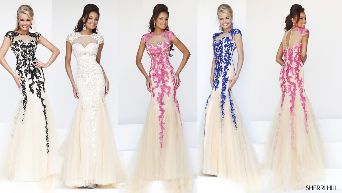 Sherri Hill 1927 embroidered mermaid gown with tulle skirt