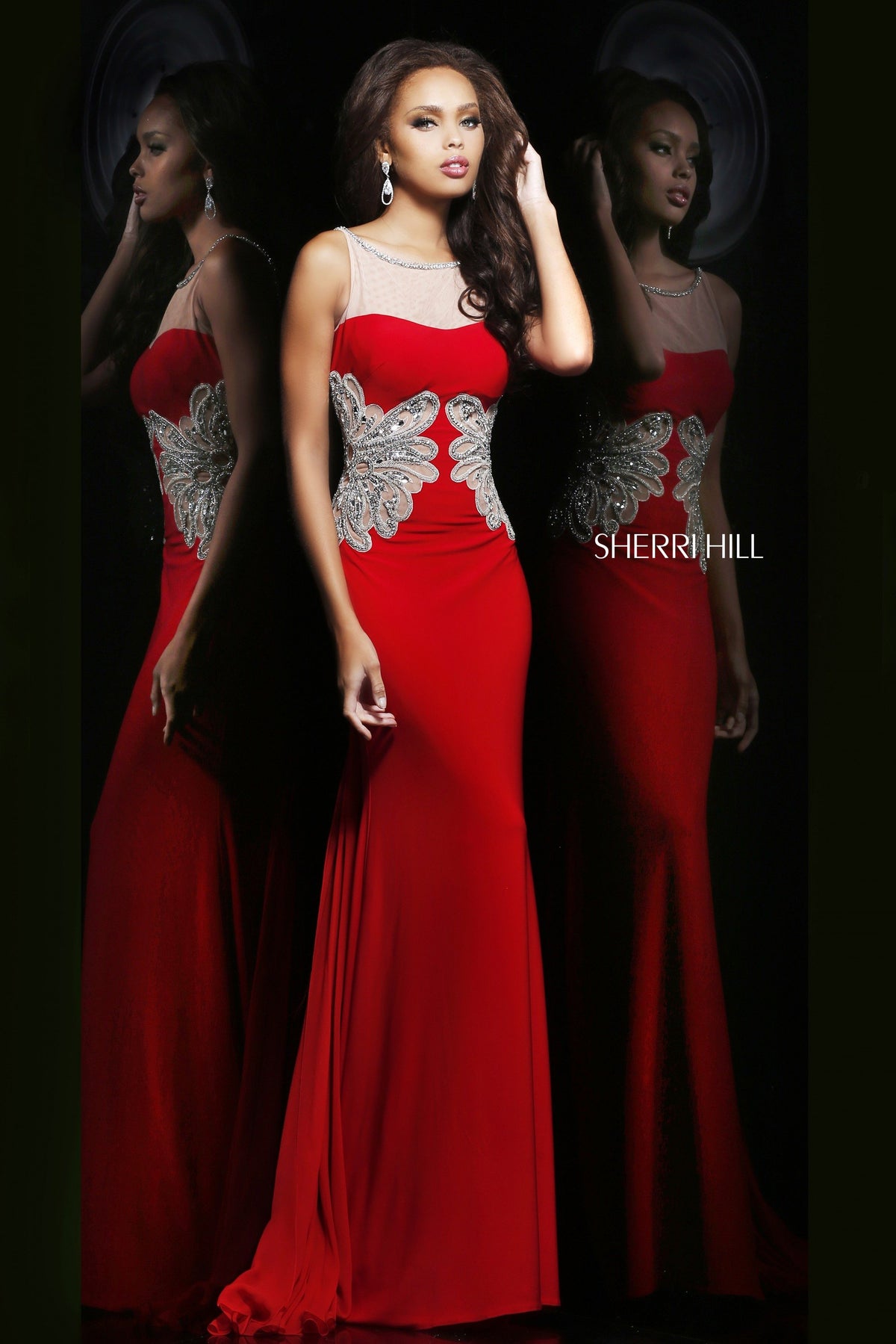 Sherri Hill 11030 strapless beaded fitted jersey gown