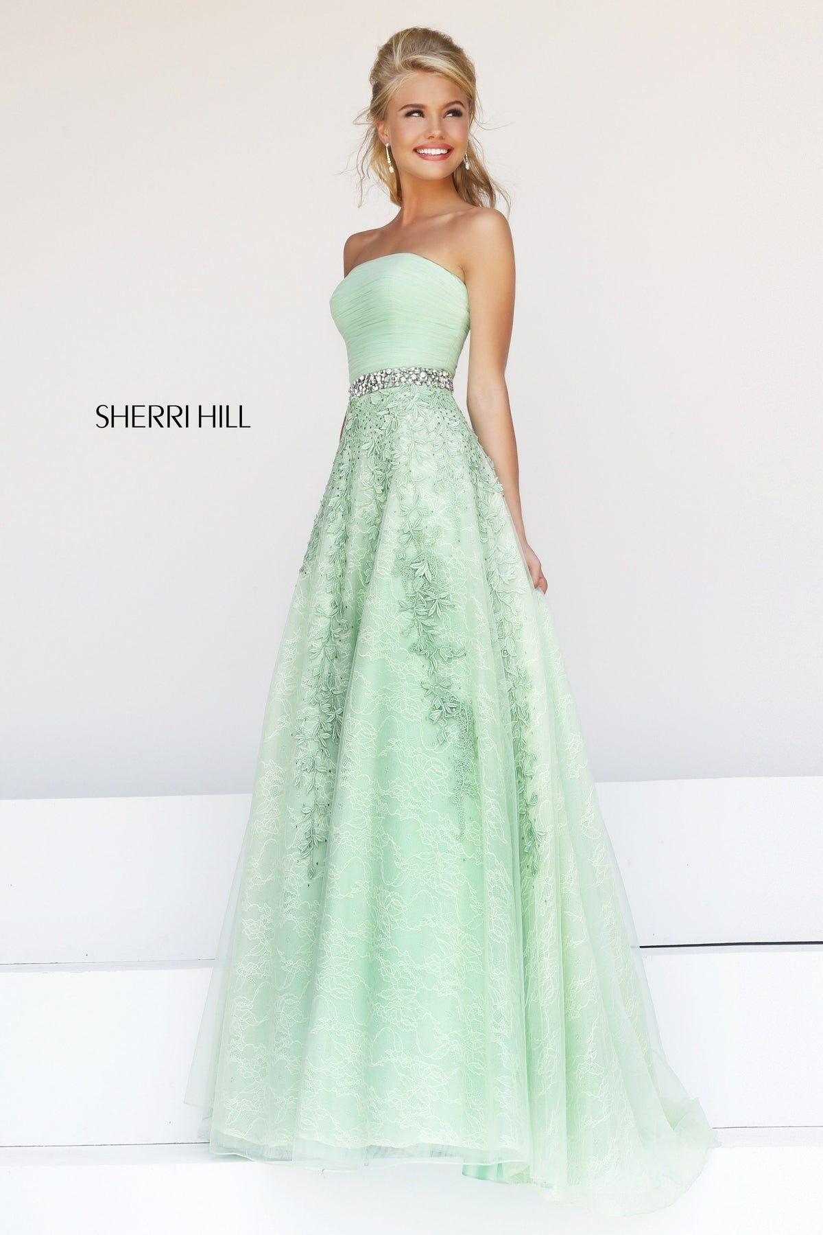 Sherri Hill 11123 strapless lace A-line gown