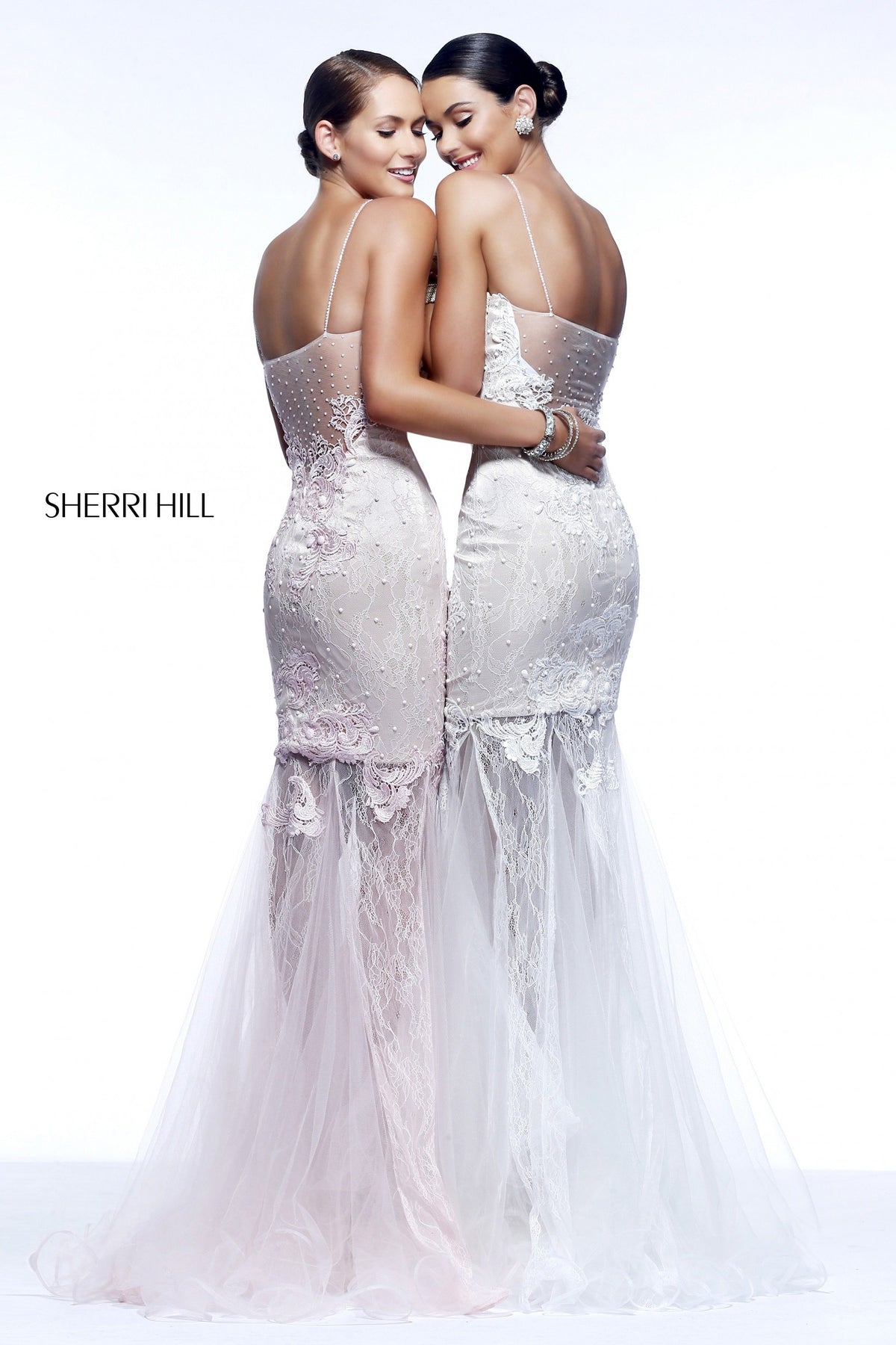Sherri Hill 9813 strapless mermaid gown with tulle skirt