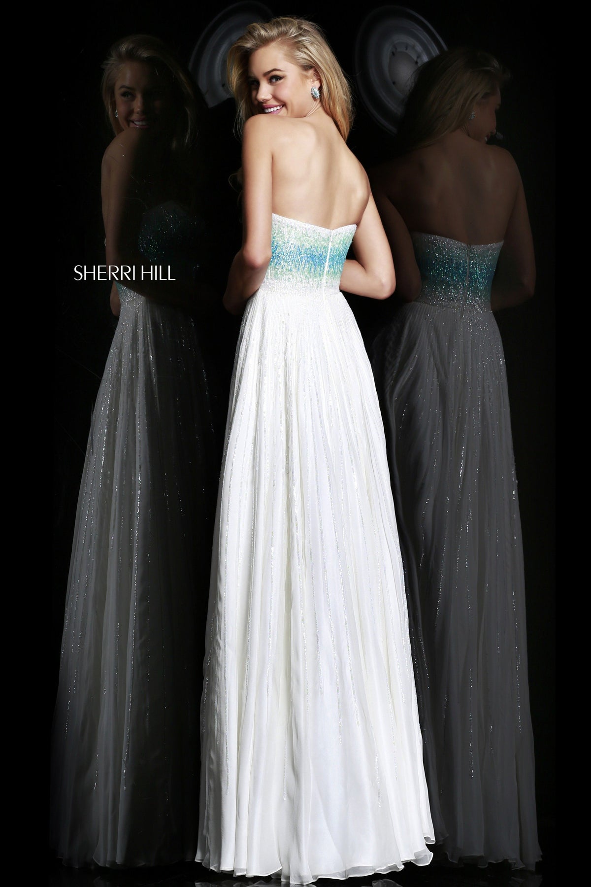 Sherri Hill 8535 strapless beaded chiffon gown
