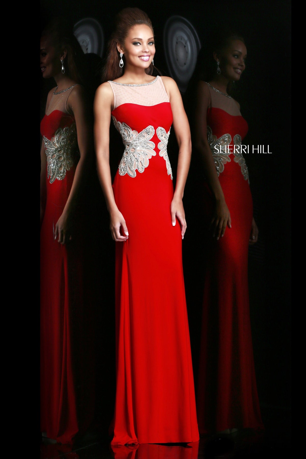Sherri Hill 11030 strapless beaded fitted jersey gown