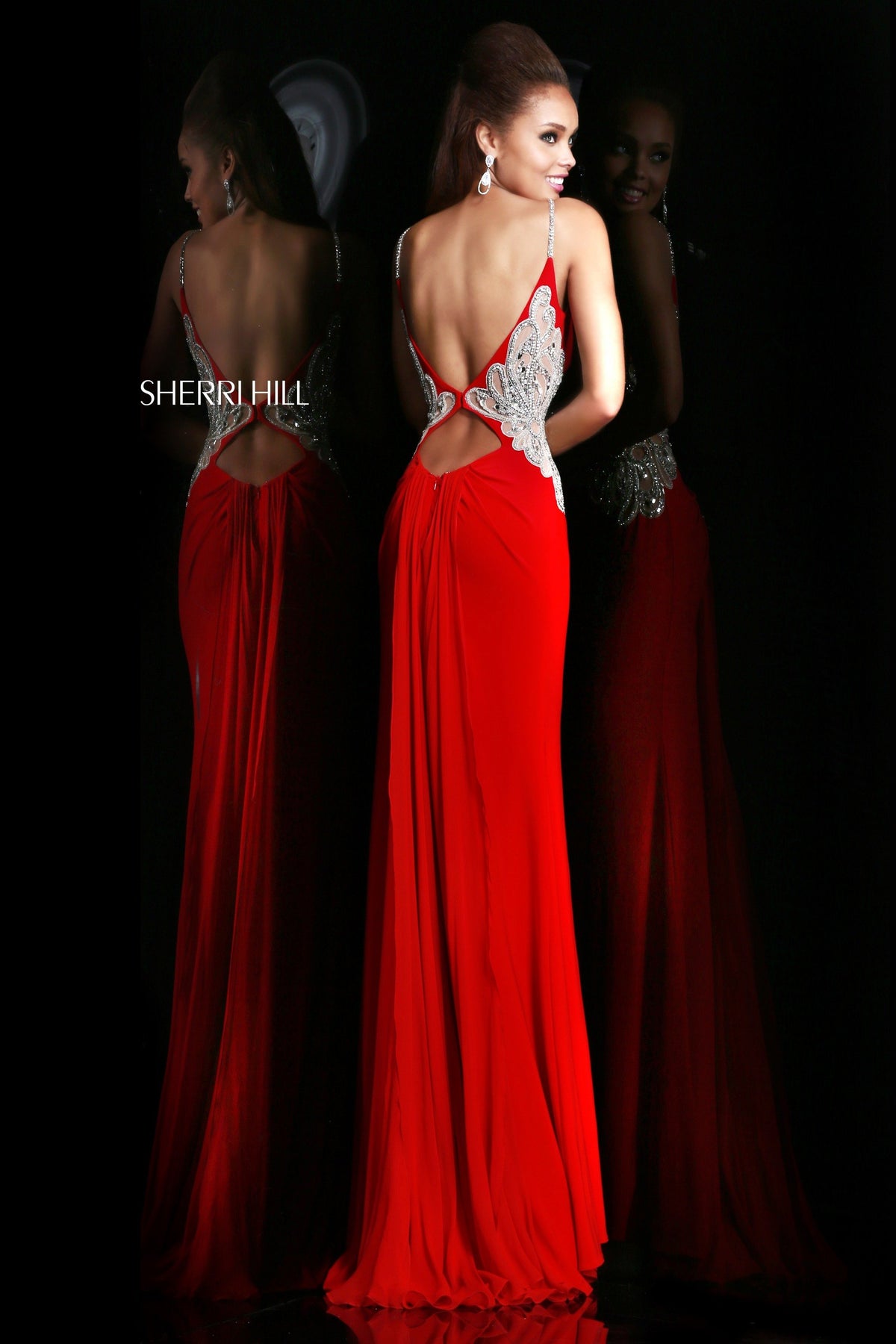 Sherri Hill 11030 strapless beaded fitted jersey gown