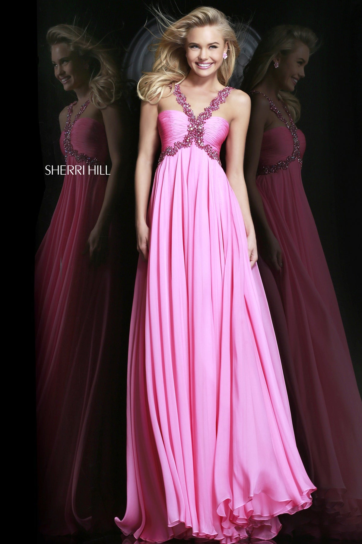 Sherri Hill 11072 one-shoulder chiffon gown