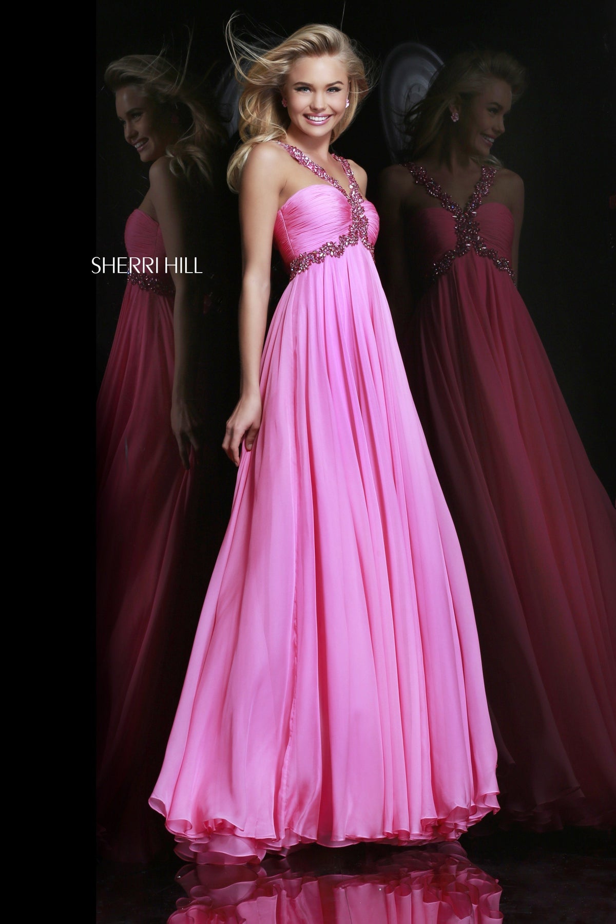 Sherri Hill 11072 one-shoulder chiffon gown