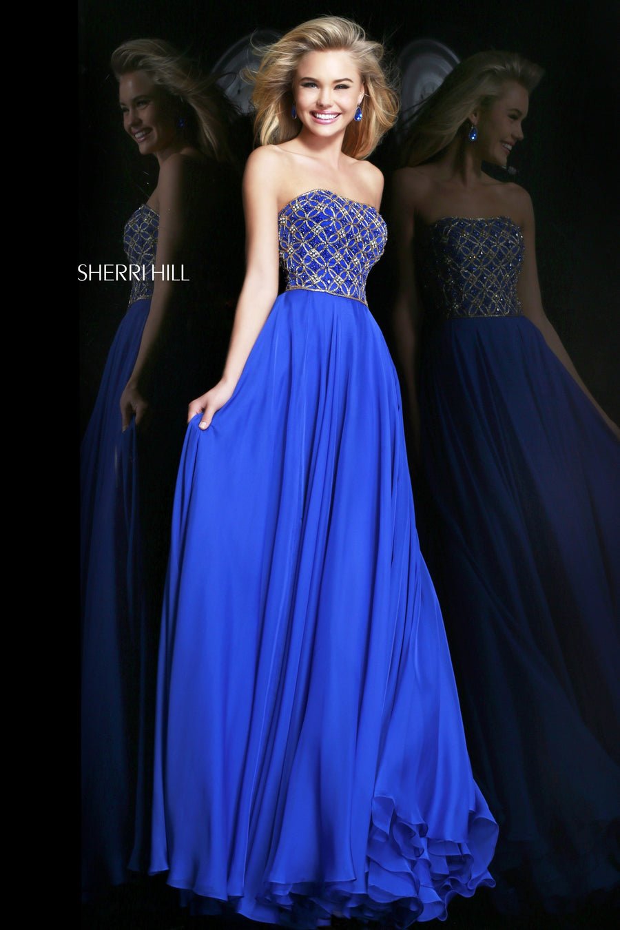 Sherri Hill style 11107 in ivory/gold