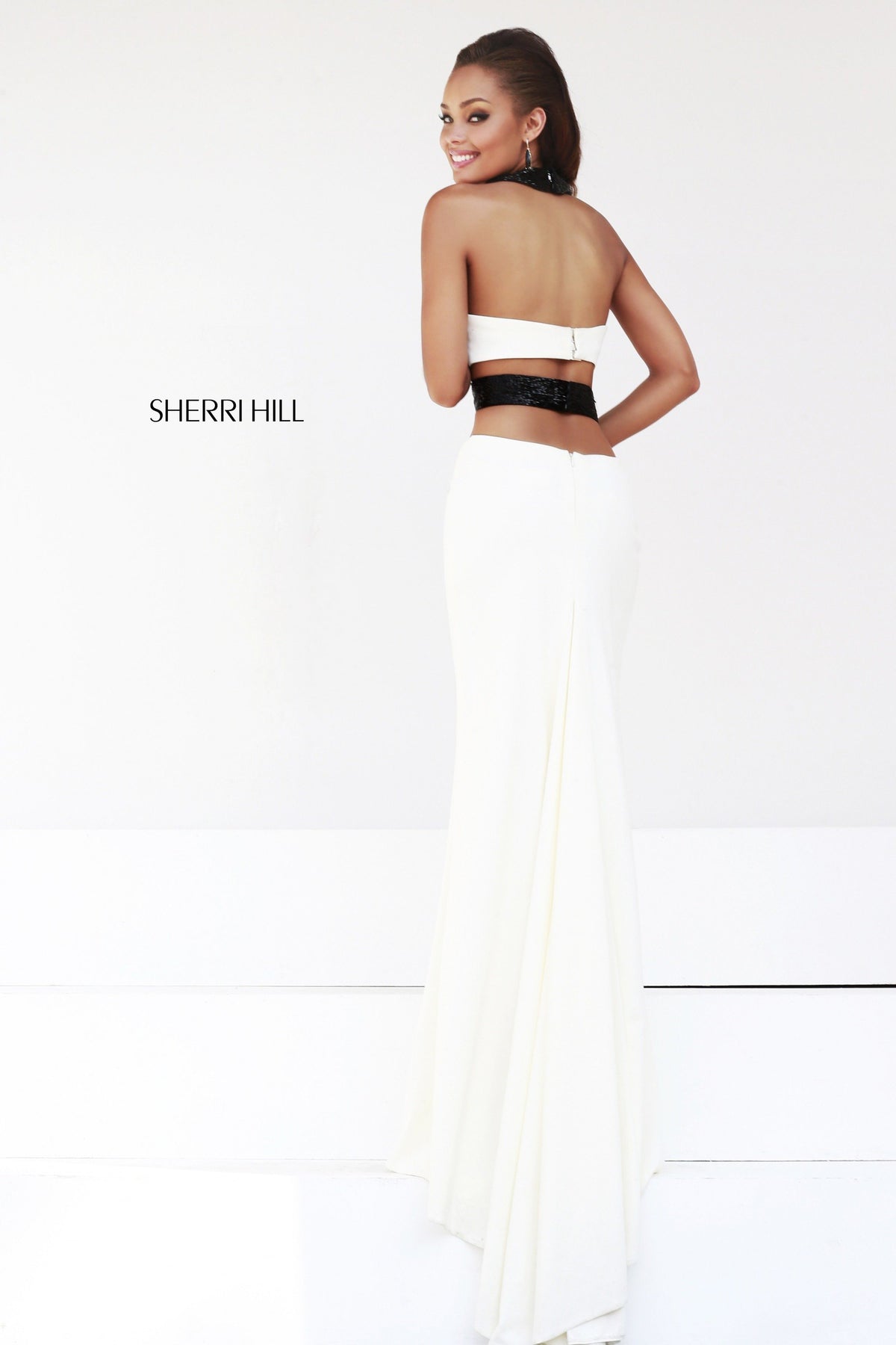 Sherri Hill 11139 evening gown in ivory/black