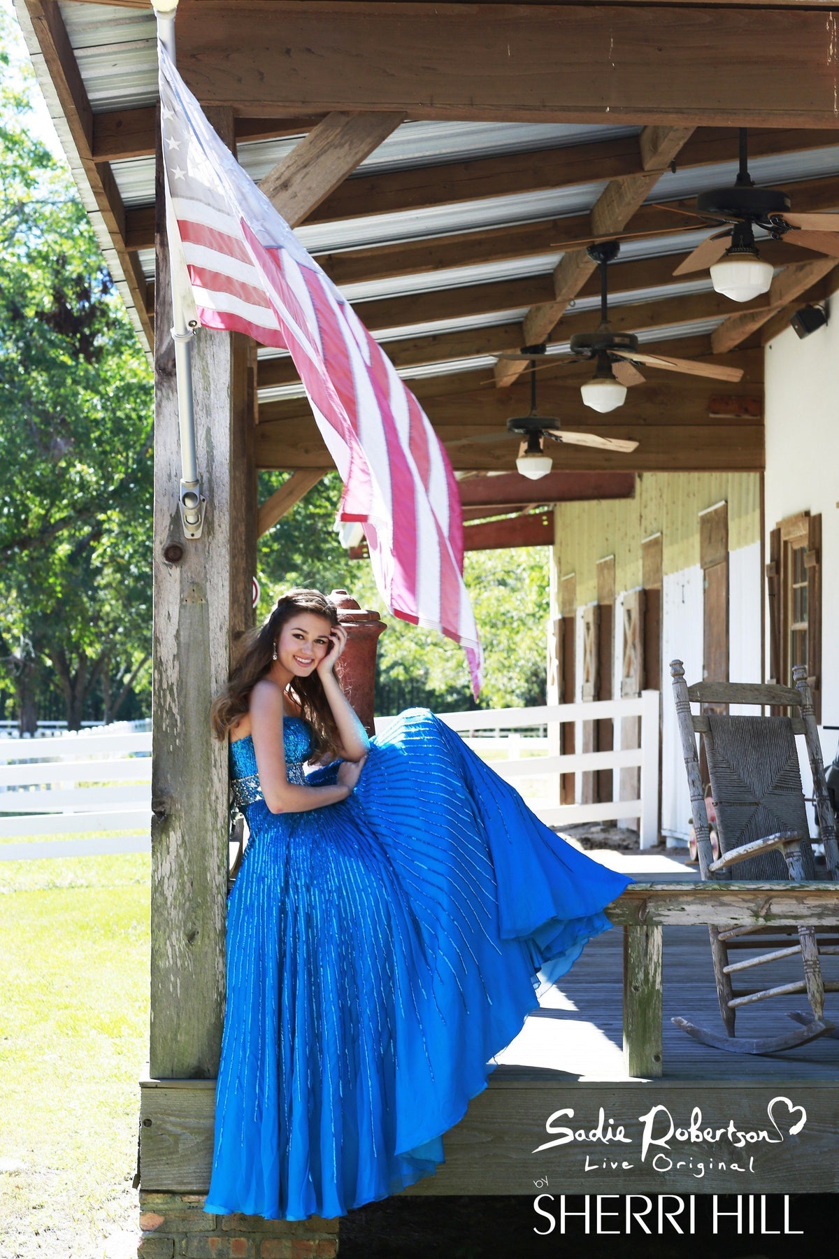 Sherri Hill 8544 strapless beaded tulle gown in turquoise