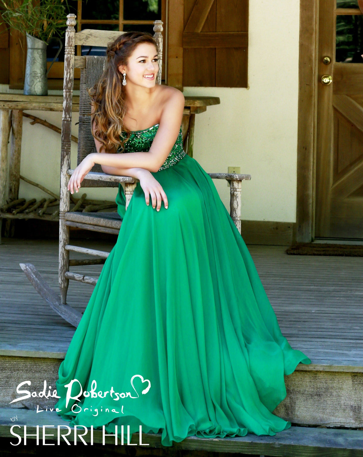 Sherri Hill 11075 strapless beaded bodice tulle gown