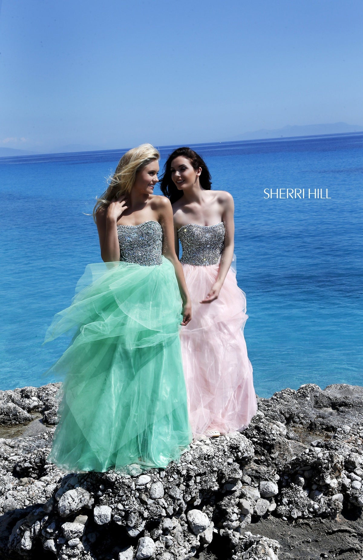 Sherri Hill 11085 strapless beaded tulle ball gown