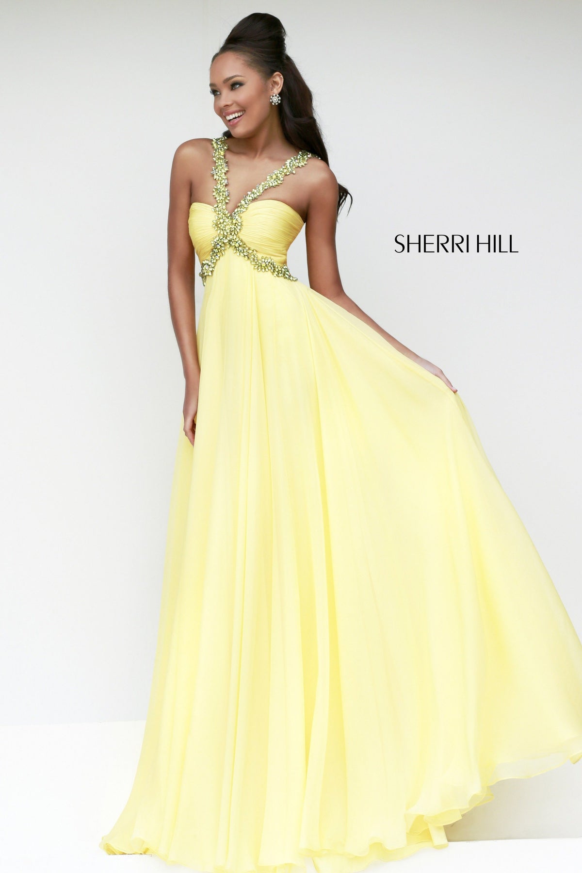 Sherri Hill 11072 one-shoulder chiffon gown