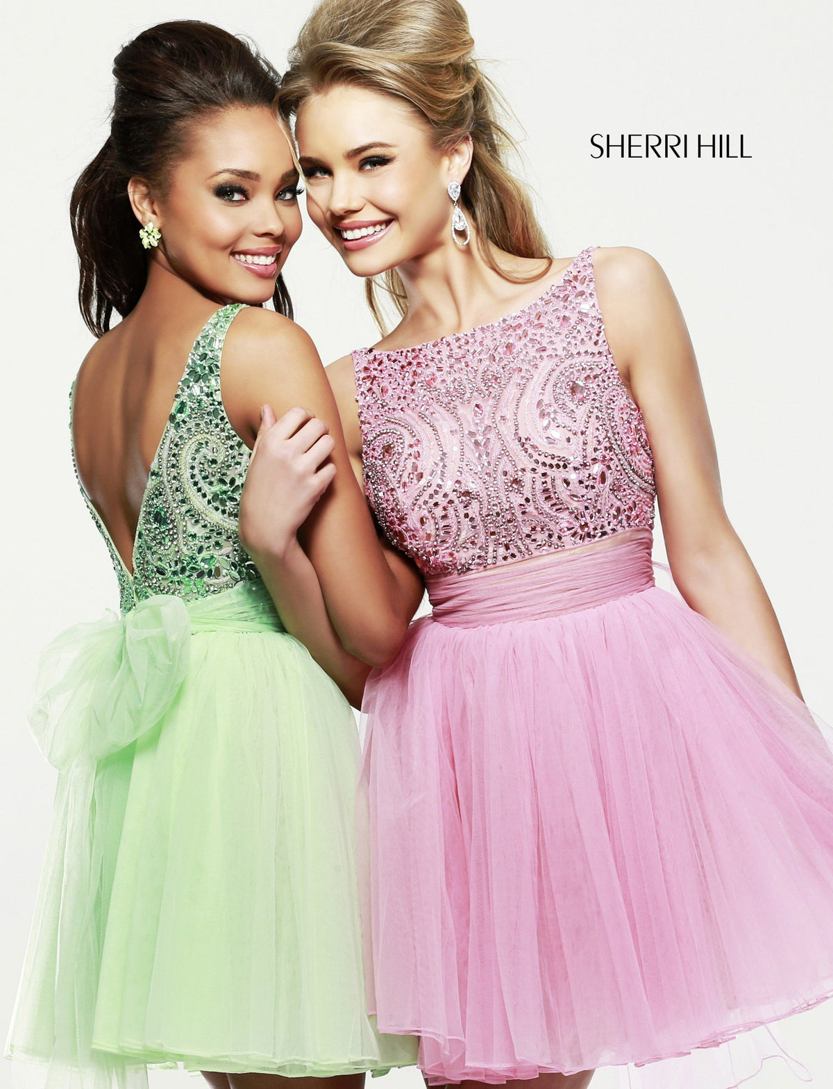 Sherri Hill 11032 beaded bodice cocktail dress with tulle skirt