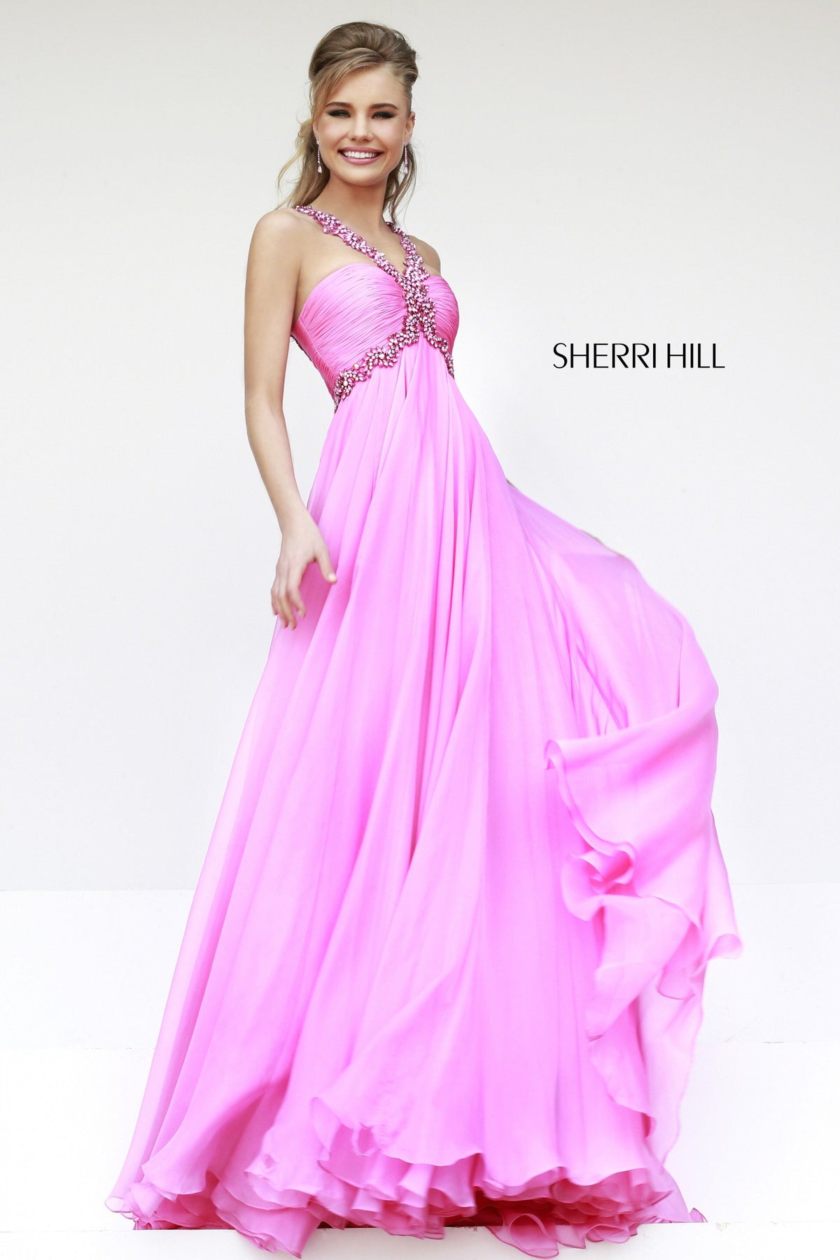 Sherri Hill 11072 one-shoulder chiffon gown