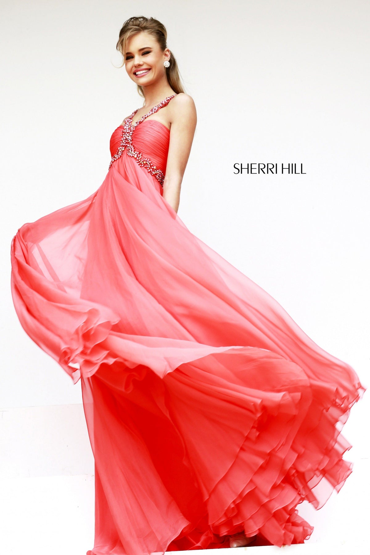Sherri Hill 11072 one-shoulder chiffon gown
