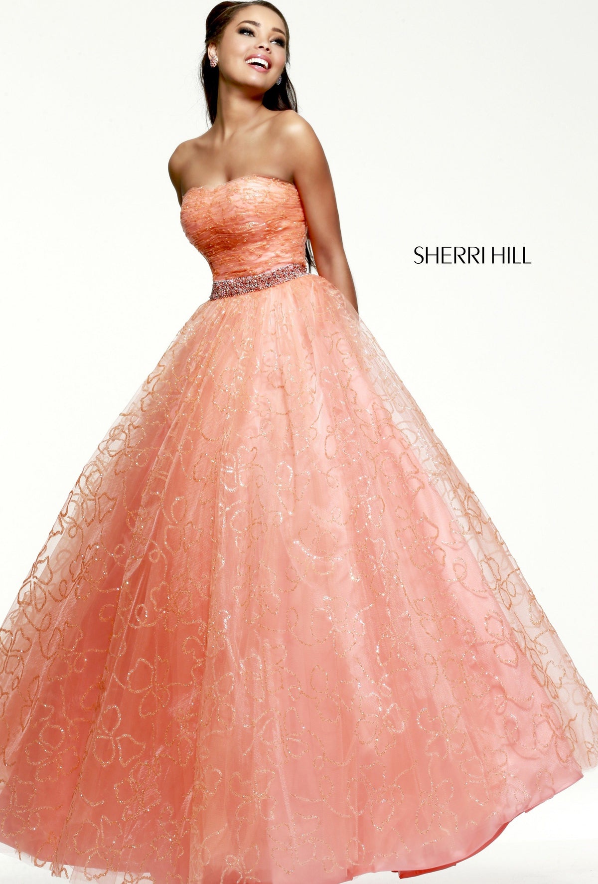 Sherri Hill 21292 strapless lace ball gown