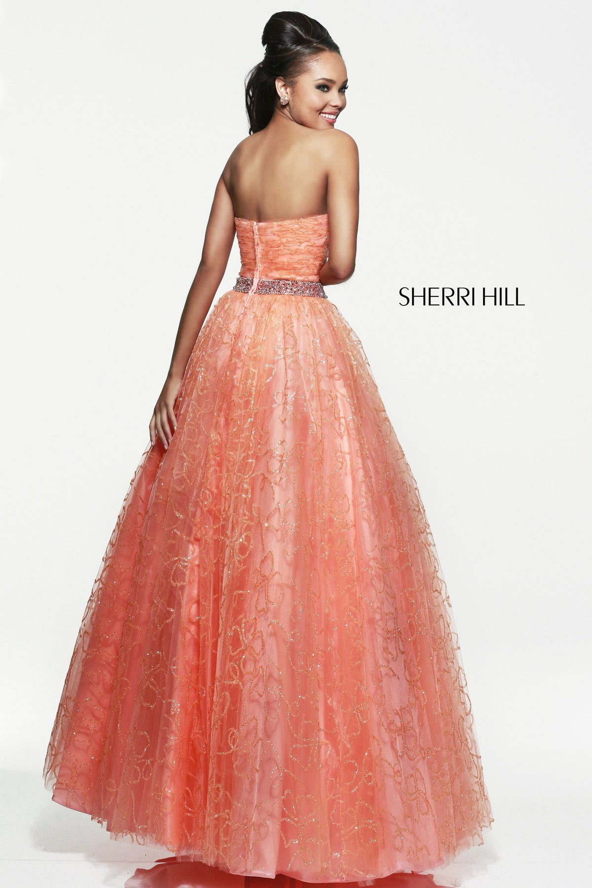 Sherri Hill 21292 strapless lace ball gown