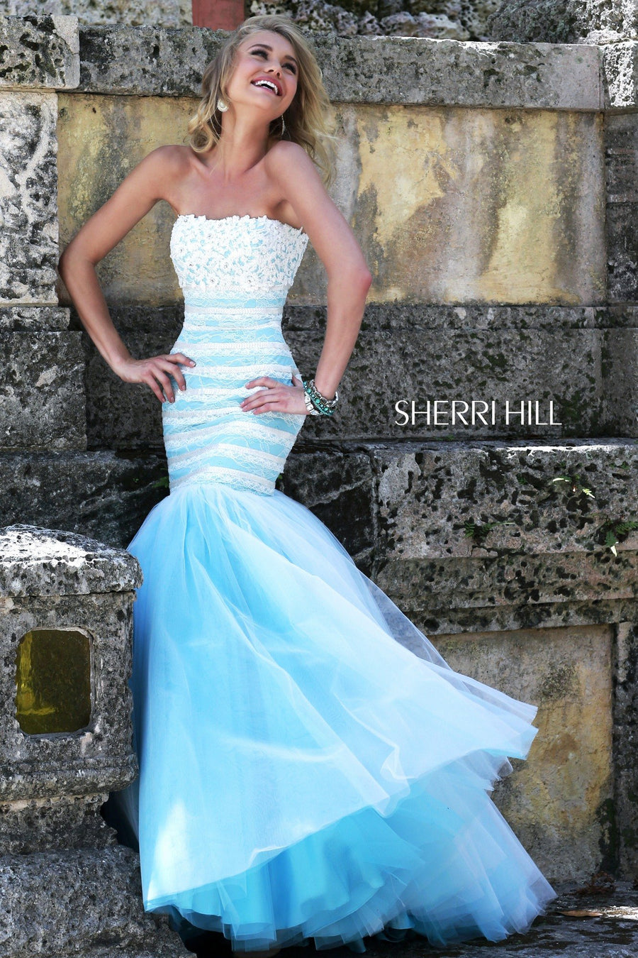 Sherri Hill style 11154 in white/nude