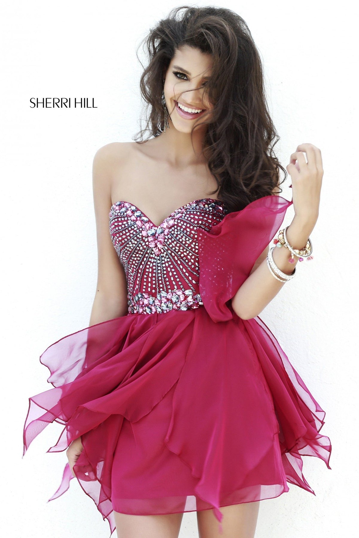 Sherri Hill 1931 strapless beaded cocktail dress