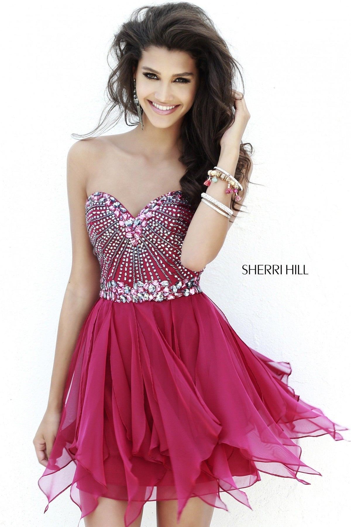 Sherri Hill 1931 strapless beaded cocktail dress
