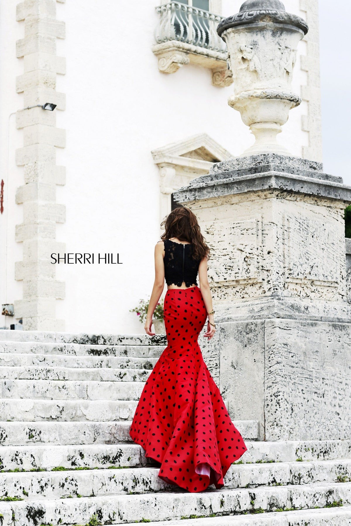 Sherri Hill 21260 two-piece polka dot mermaid gown